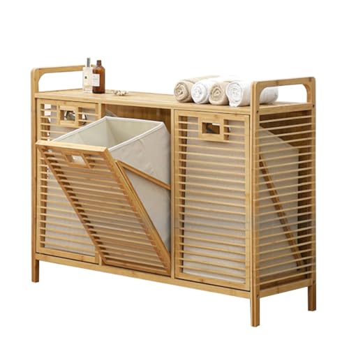 Tilt-Out Laundry Hamper Cabinet with Baskets & Shelves