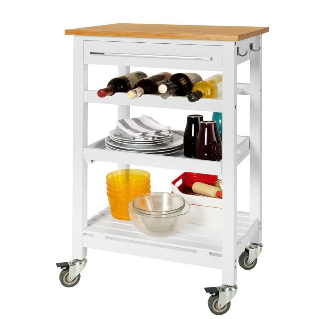 NVEIRGH Kitchen Storage Trolley with Chopping Block