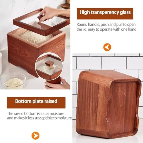 Wood Grain Airtight Rice & Dry Food Storage Container