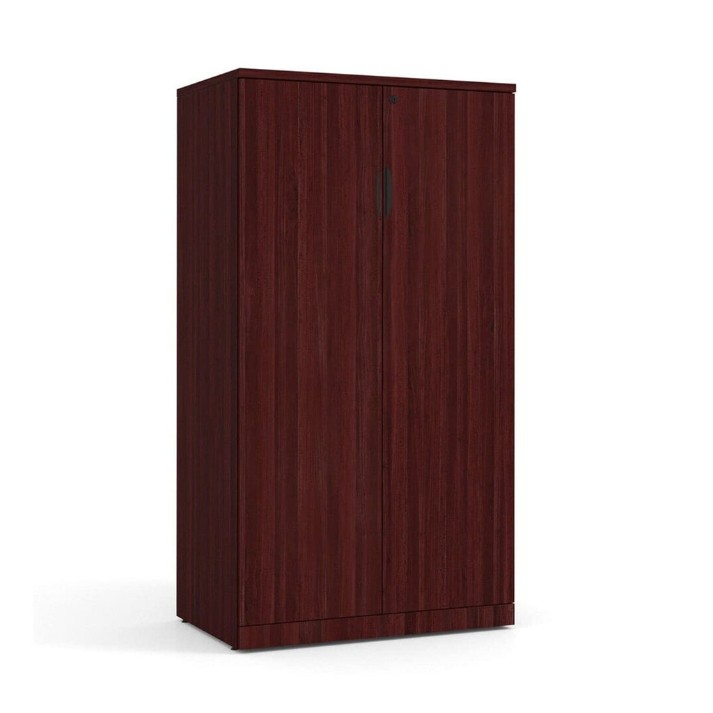 Mahogany Locking Storage Cabinets with Shelves, Set of 3