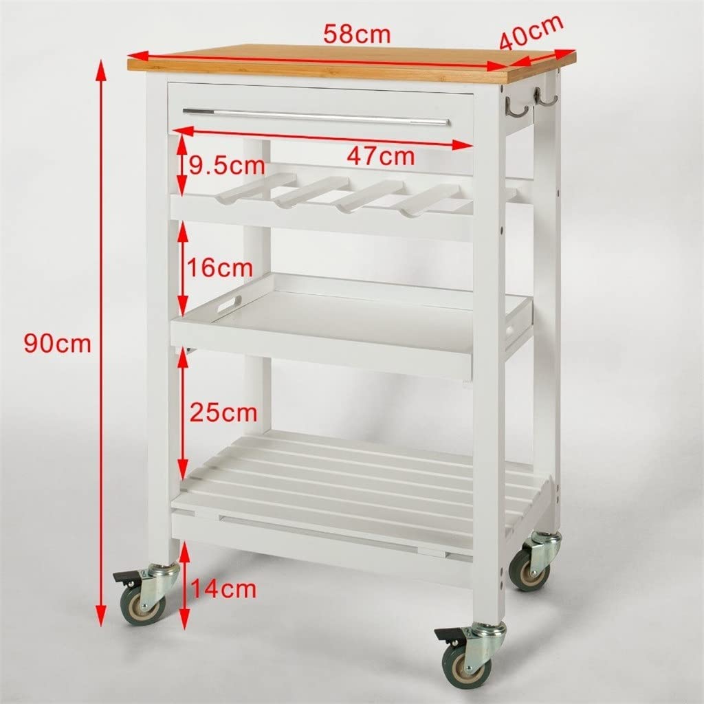 NVEIRGH Kitchen Storage Trolley with Chopping Block