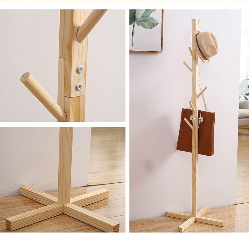 Solid Wood Freestanding Coat Rack for Bedroom & Living Room