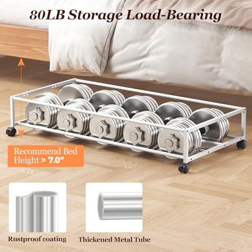 Yecaye Under Bed Storage with Wheels, Large Capacity Under Bed Storage Containers with Metal Frame & Clear Lid, Rolling Underbed Organizer Bins Drawers for Clothes, Shoes, Blankets