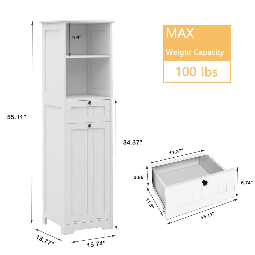 OQSC Double Tilt-Out Laundry Hamper Cabinet with Storage
