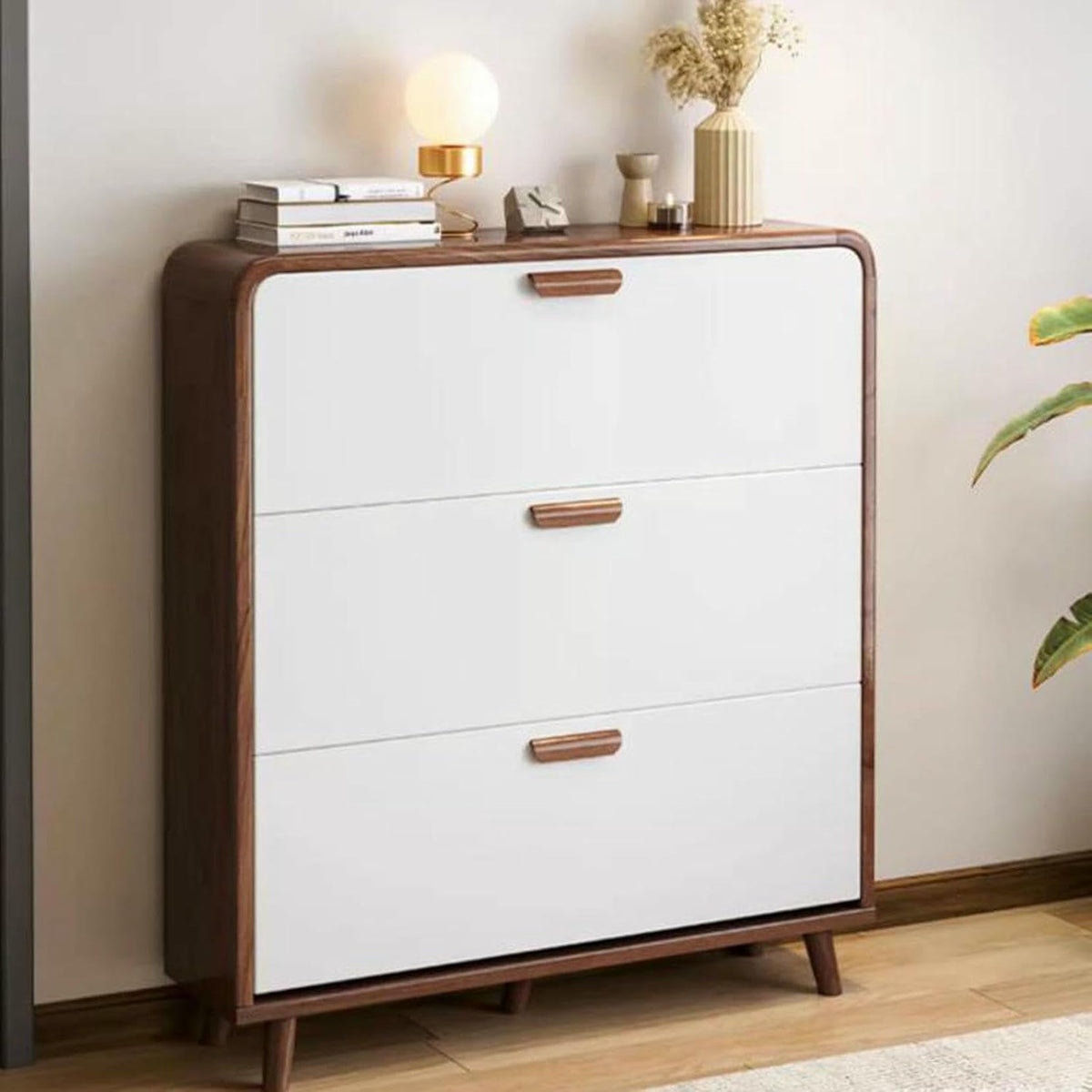 Modern hallway shoe cabinet narrow hidden storage space independent foldable cube design size B white perfect for small spaces elegant shoe cabinet for home ~/