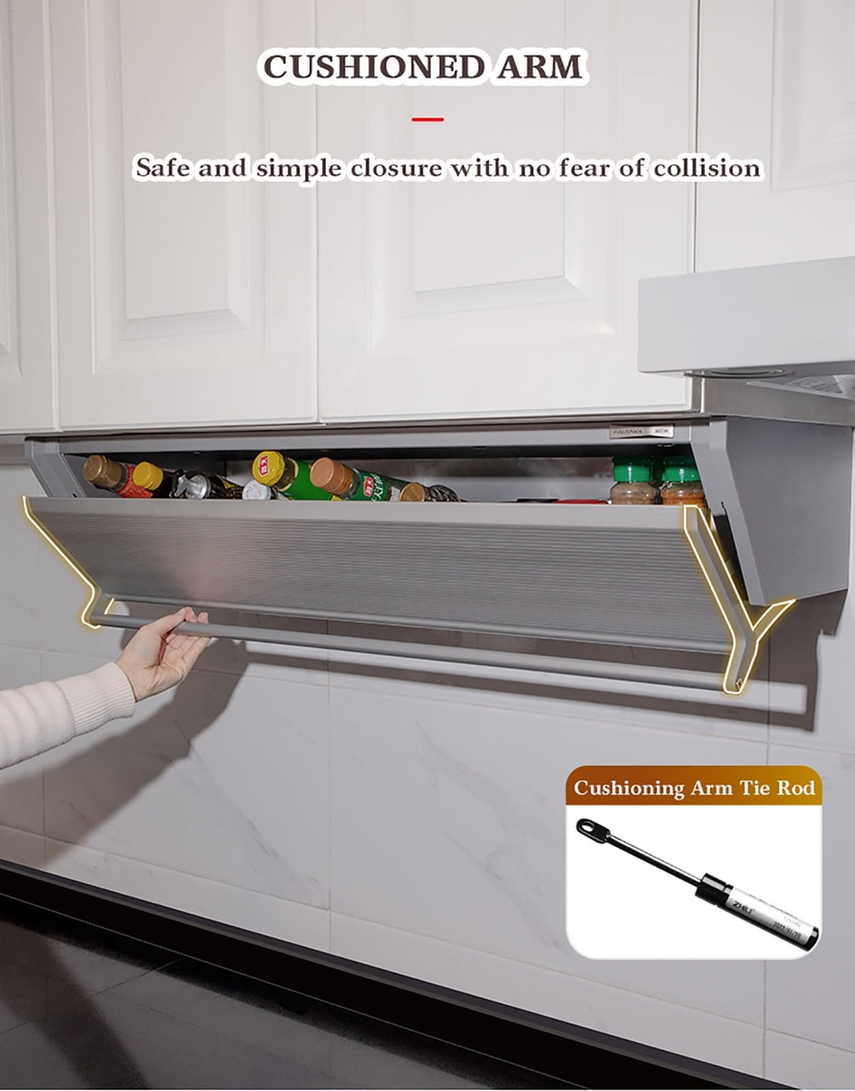 JOMRTS Pull Out Spice Rack Organizer, Under Cabinet Drop-Down Folding Rack with Door, Heavy-Duty Down Shelf, Wall Mounted Floating Shelf for Over The Stove