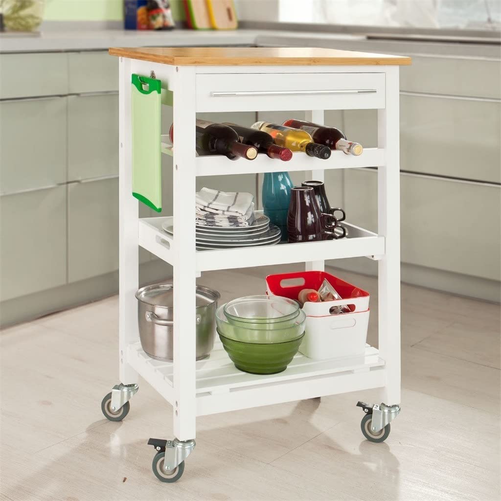 NVEIRGH Kitchen Storage Trolley with Chopping Block