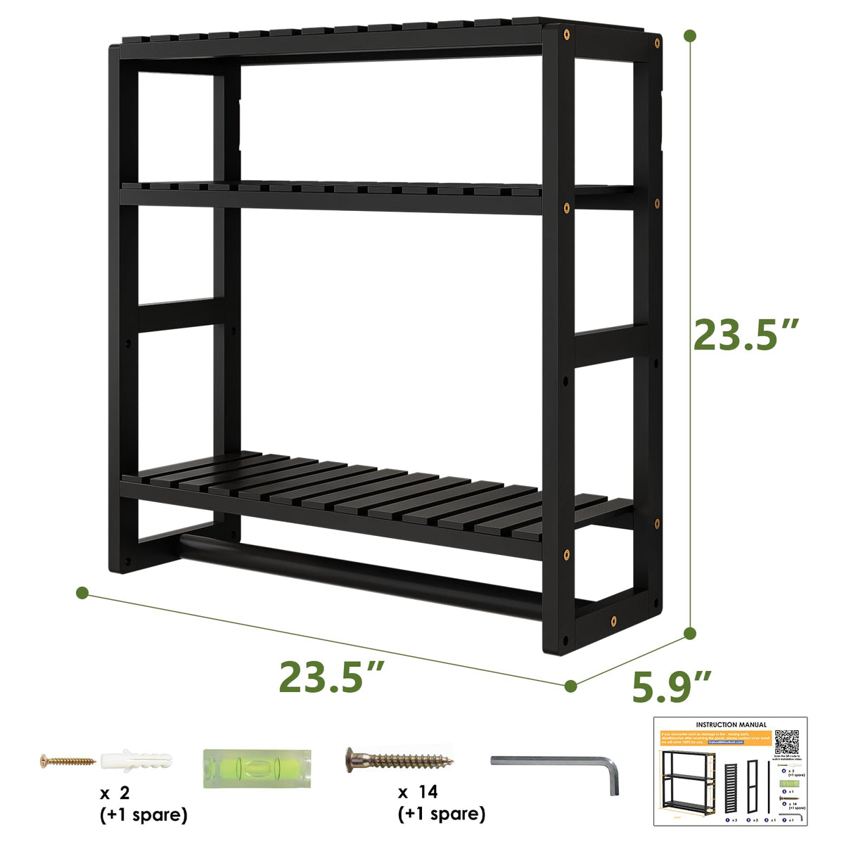 Galood 3-Tier Bamboo Over-Toilet Bathroom Storage Shelf