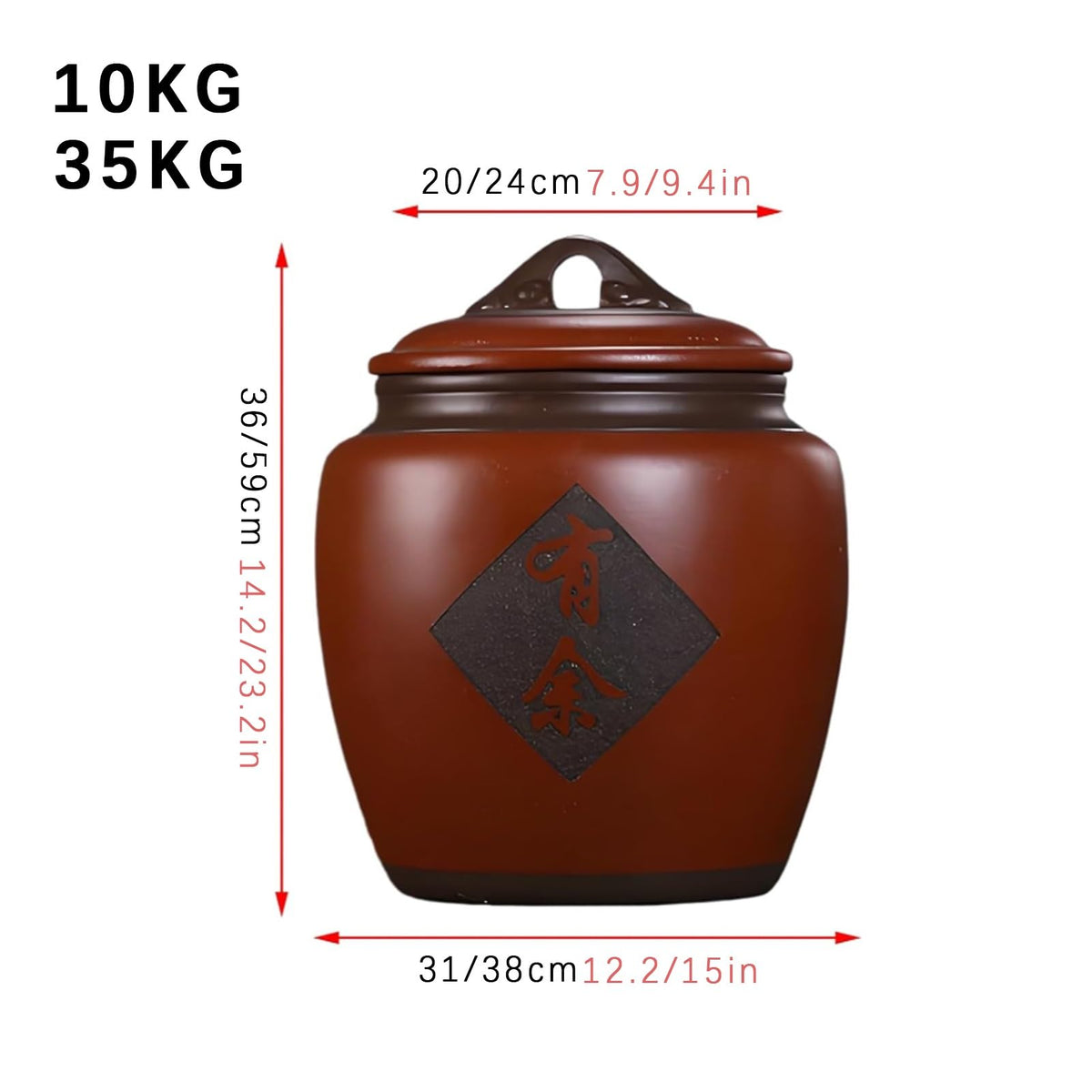 Rice Container, Ceramic Rice Bucket with Lid, Food Storage Jar, Ceramic Rice Cylinder, Rice Storage Container, for Kitchen, living room