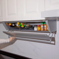 JOMRTS Pull Out Spice Rack Organizer, Under Cabinet Drop-Down Folding Rack with Door, Heavy-Duty Down Shelf, Wall Mounted Floating Shelf for Over The Stove