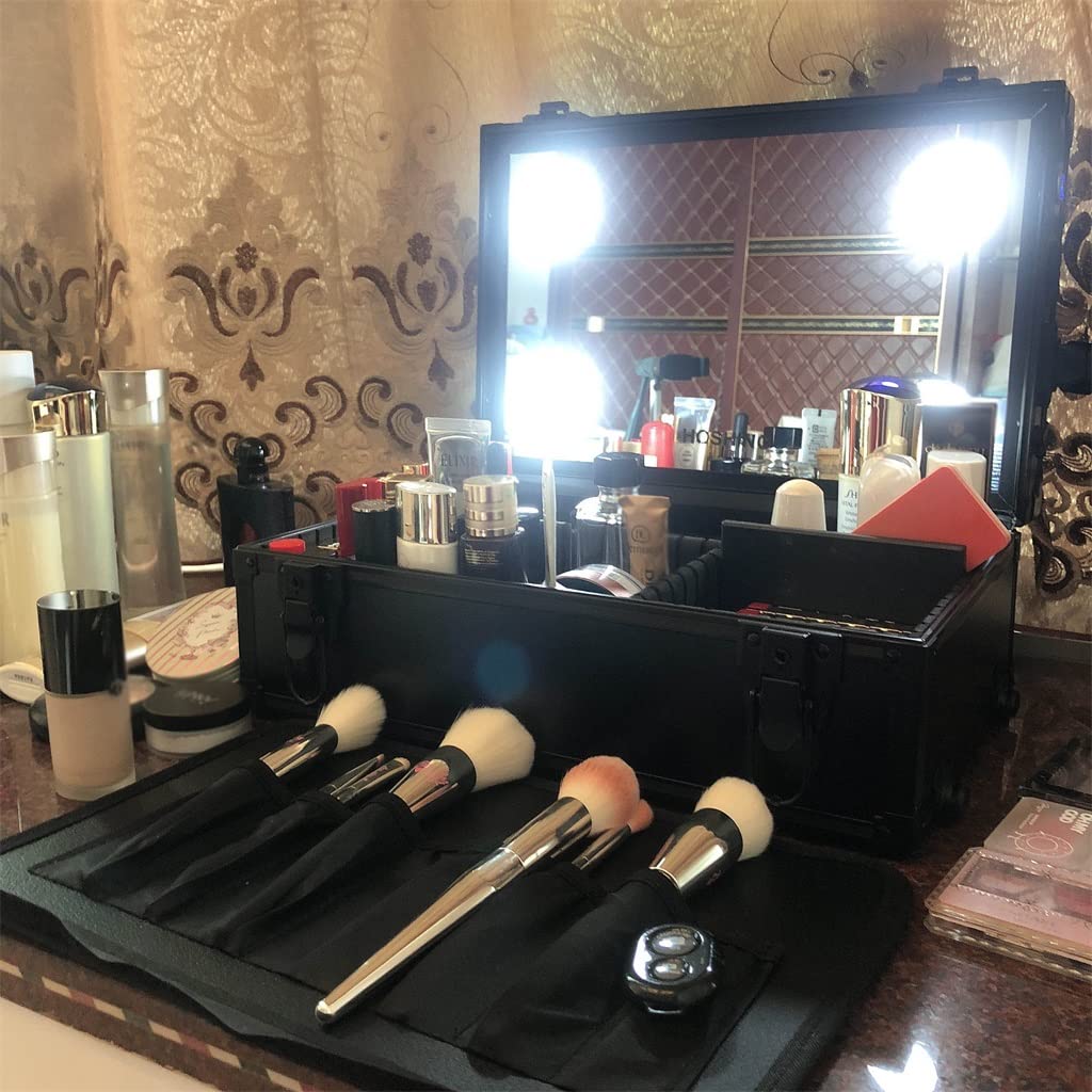 ASWRTYJO Large LED Cosmetic Storage Organizer Case