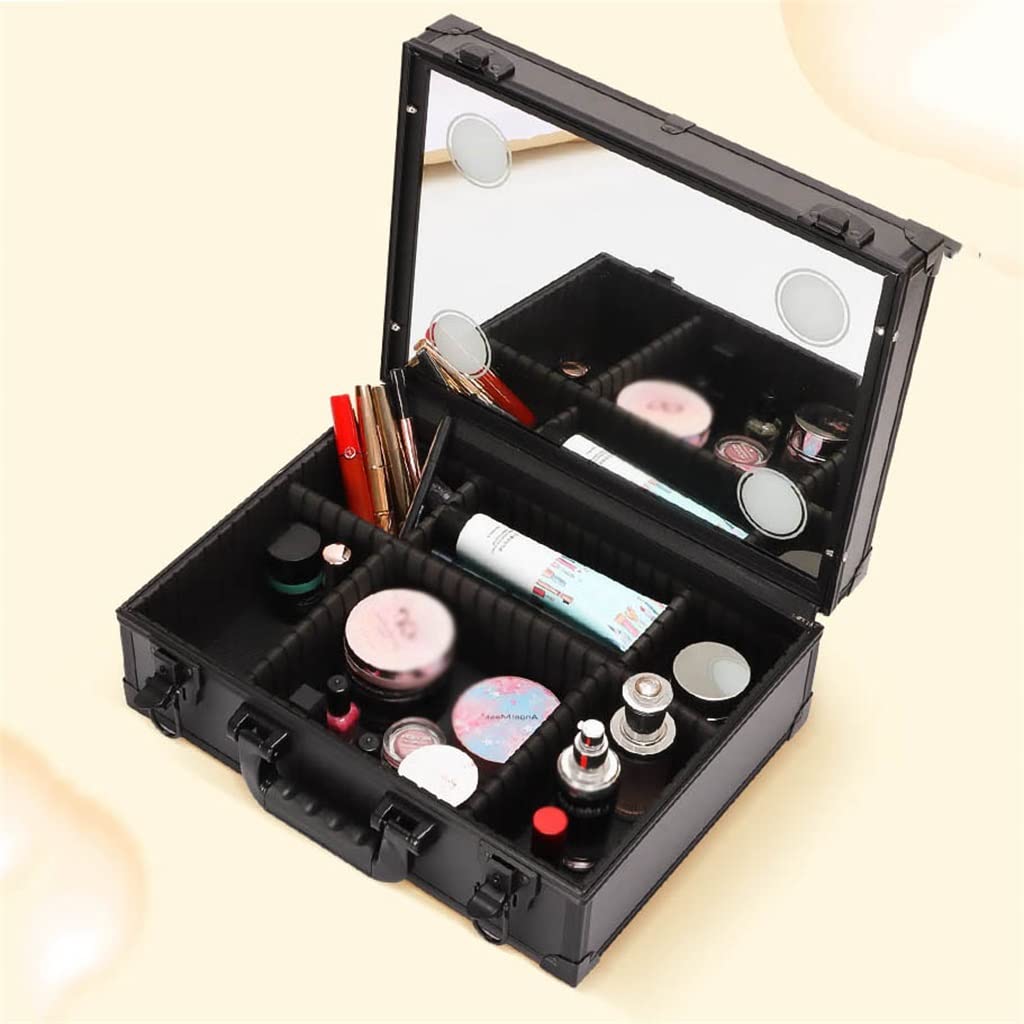 ASWRTYJO Large LED Cosmetic Storage Organizer Case
