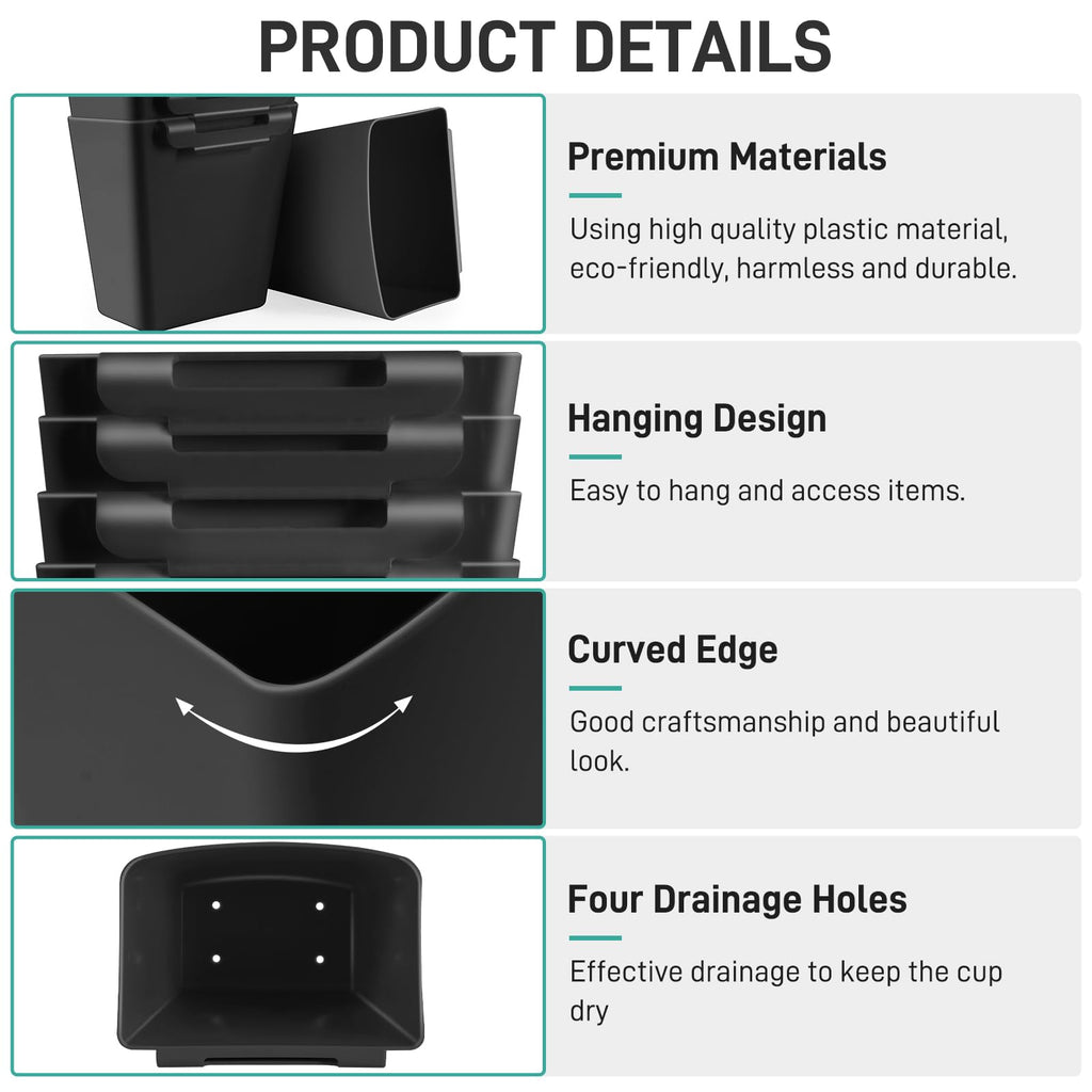 5-Pack Hanging Cup Holders for Rolling Utility Carts