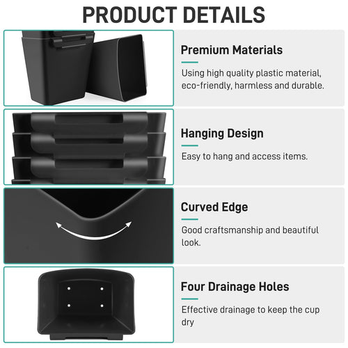 5-Pack Hanging Cup Holders for Rolling Utility Carts