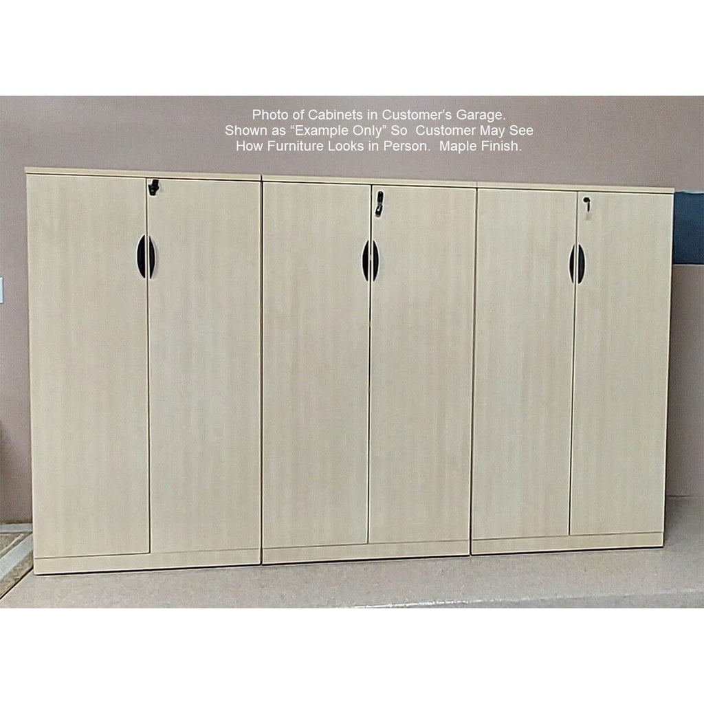Mahogany Locking Storage Cabinets with Shelves, Set of 3