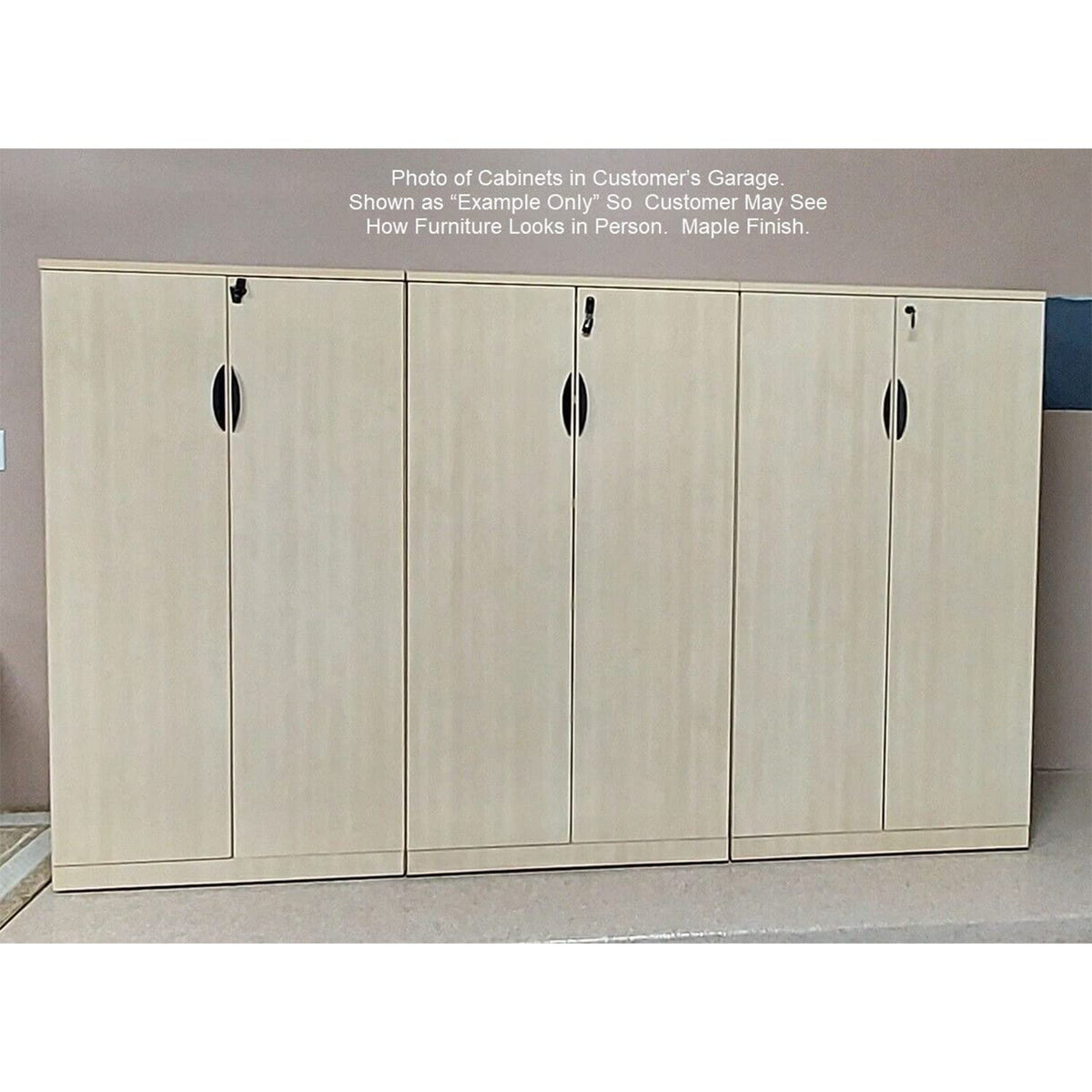 Mahogany Locking Storage Cabinets with Shelves, Set of 3