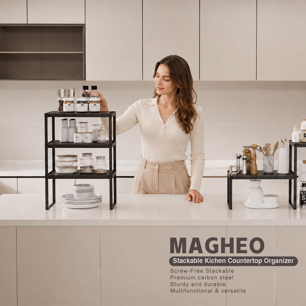Magheo Stackable Kitchen Cabinet & Countertop Shelf Organizer