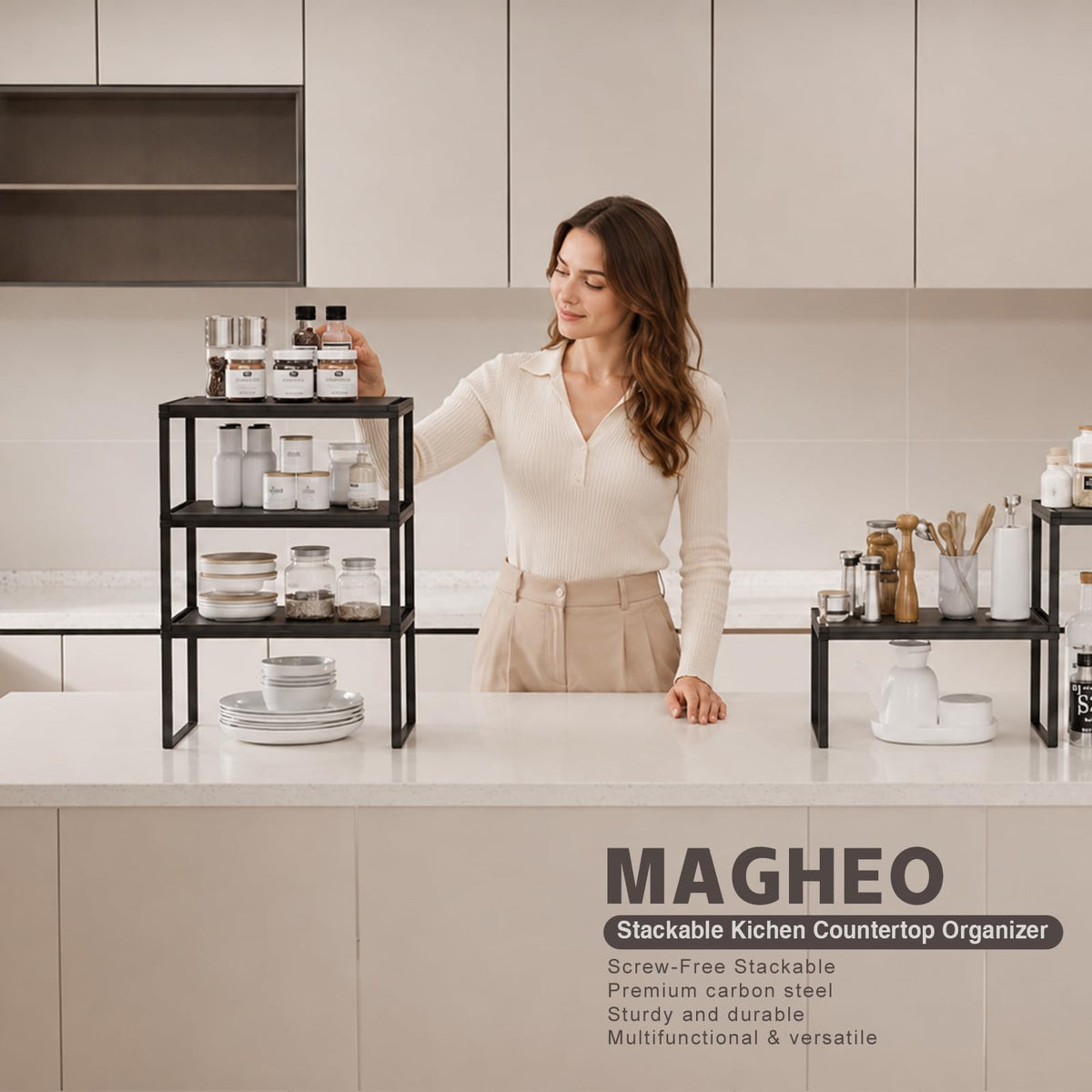 Magheo Stackable Kitchen Cabinet & Countertop Shelf Organizer