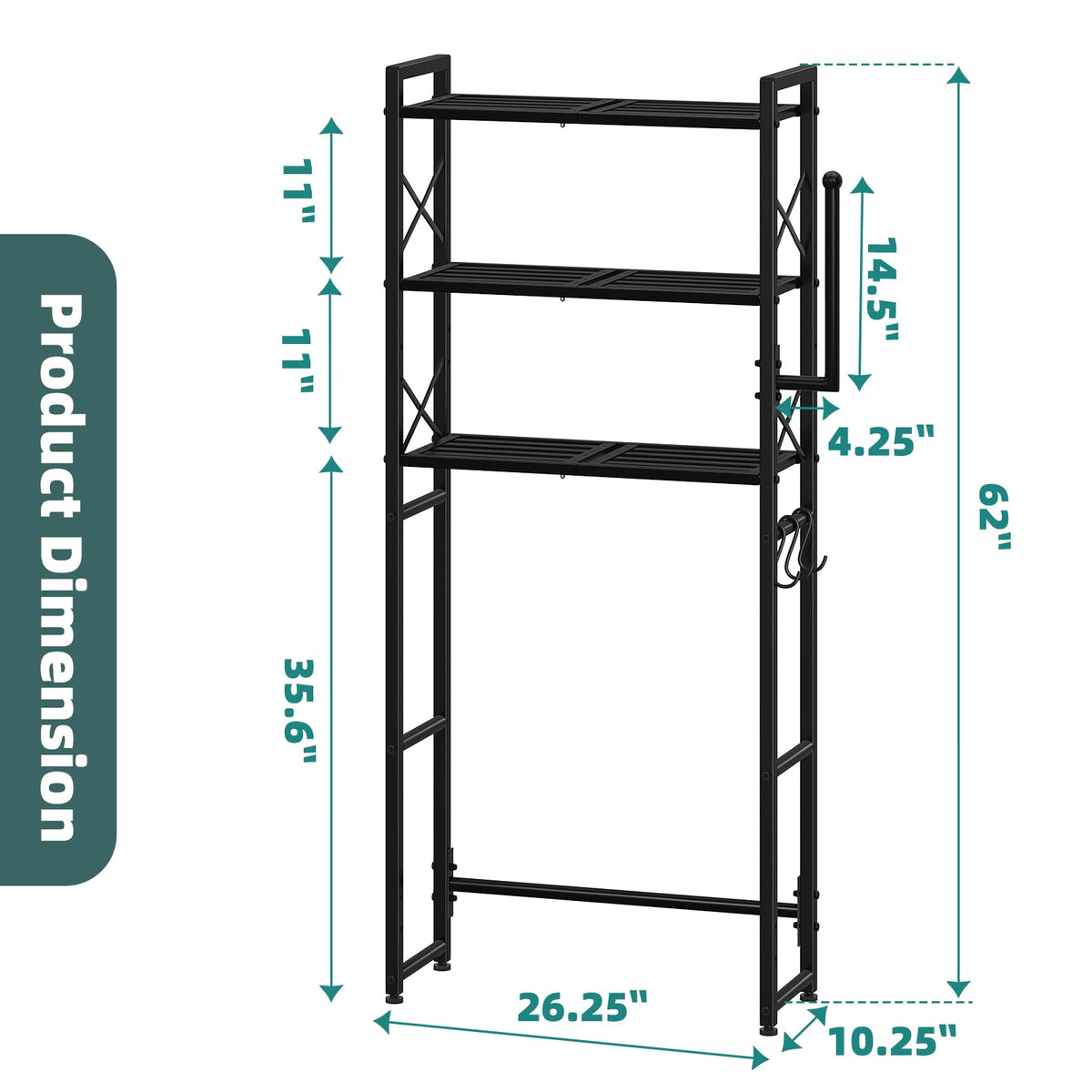 Simple Trending 3-Tier Over-Toilet Bathroom Storage Rack