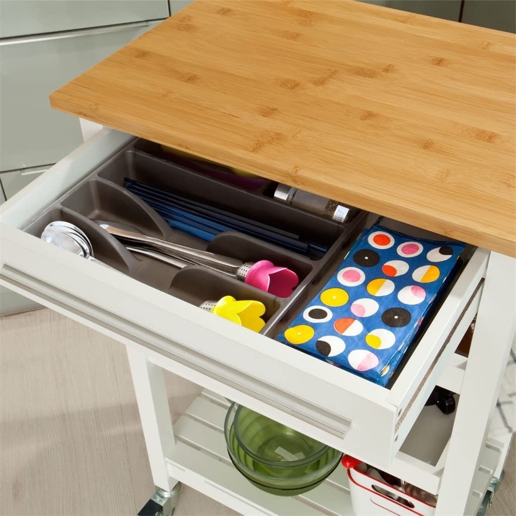 NVEIRGH Kitchen Storage Trolley with Chopping Block