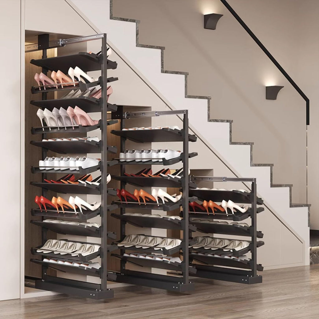 Adjustable Pull-Out Metal Shoe Rack for Small Closets
