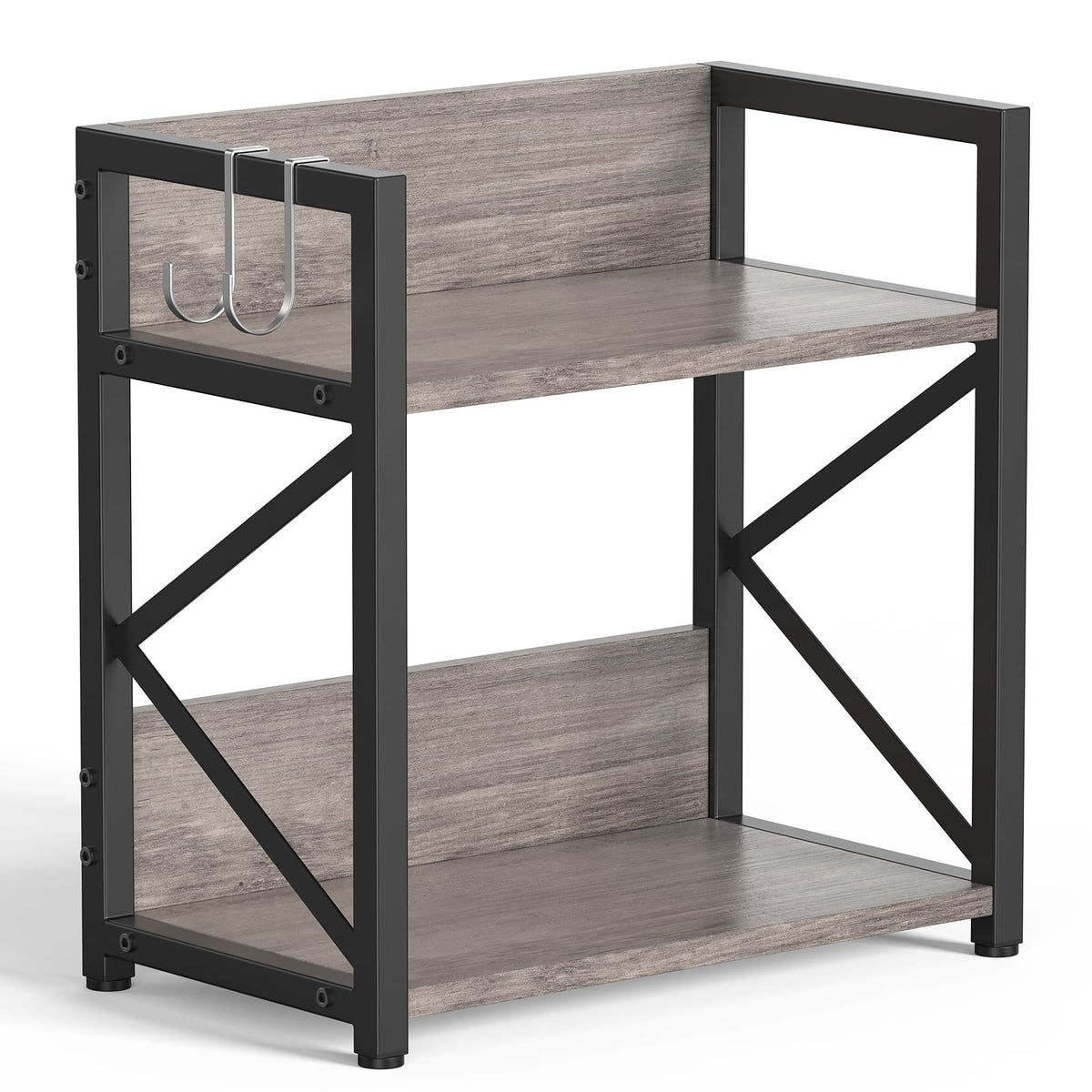 RUILALIFE Kitchen-Counter-Shelf-Organizer,2 Tier Coffee Bar Station Organizer for Countertop,Wooden Spice Rack Shelf, Space Saving Desk Shelving Riser Unit