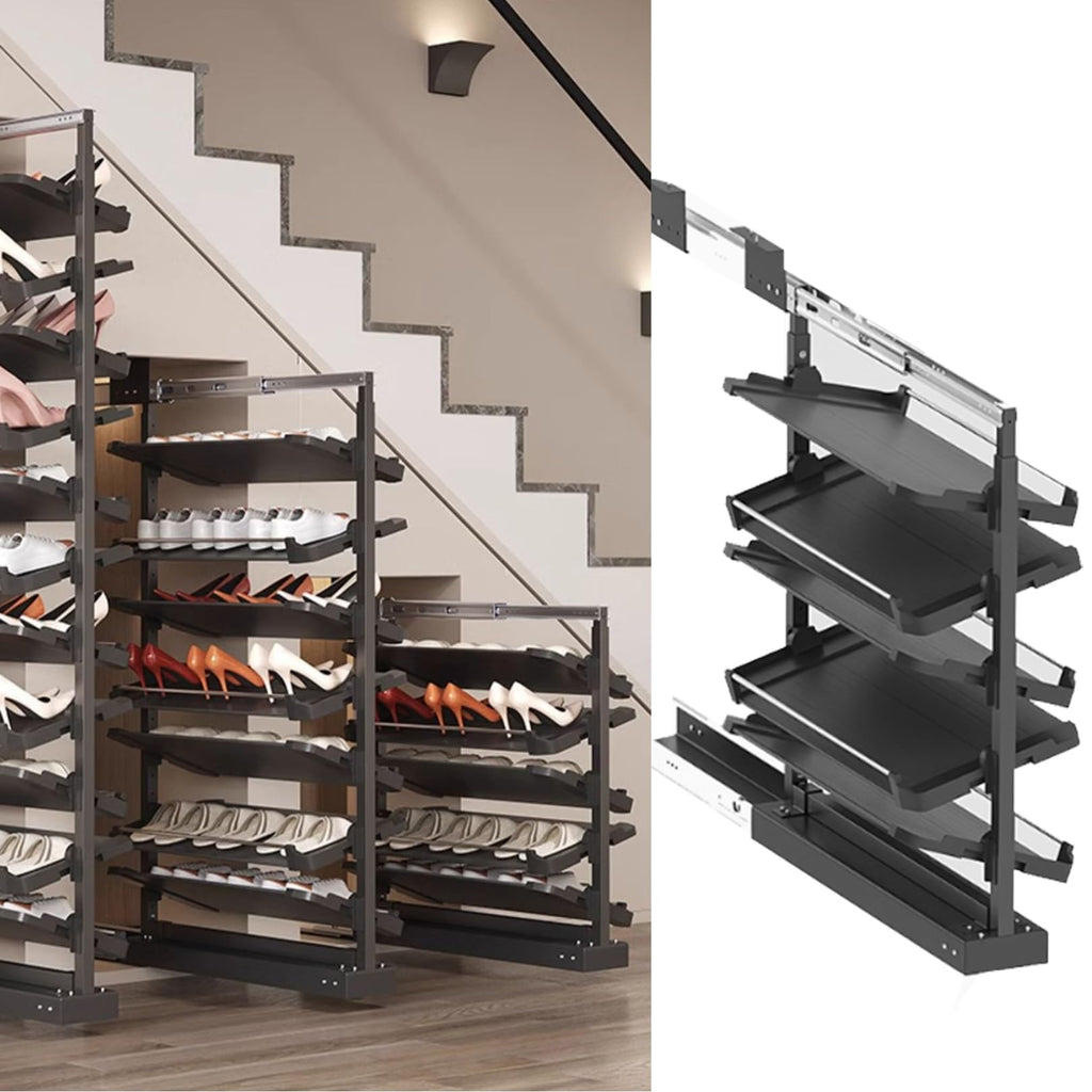 Adjustable Pull-Out Metal Shoe Rack for Small Closets