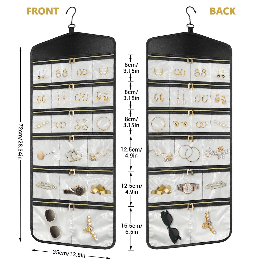 CHICECO 40-Pocket Hanging Jewelry Organizer with Zippers