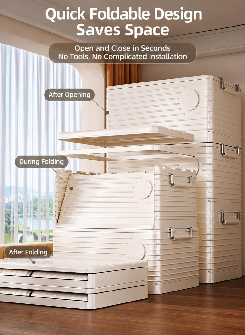 Large Stackable Storage Tote with Lid & Built-In Wheels