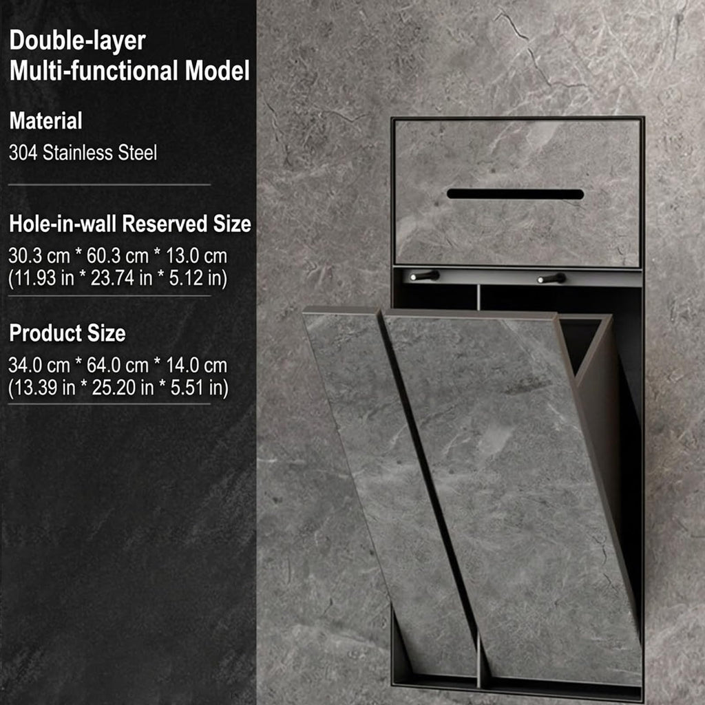Wall-Mounted Bathroom Cabinet with Trash Can & Paper Holder