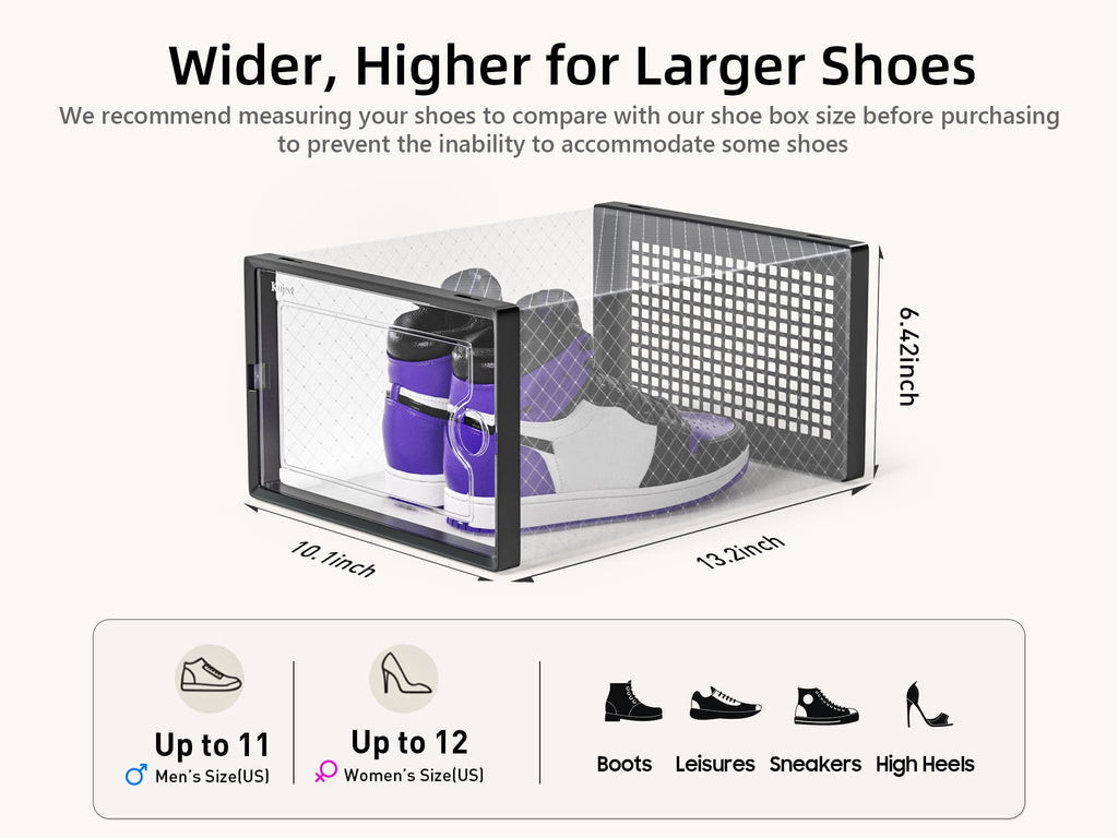 Kuject X-Large Clear Stackable Shoe Storage Boxes, 12-Pack