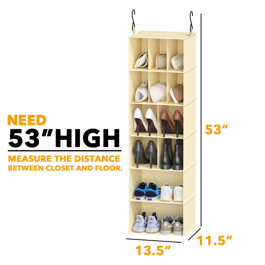 SpaceAid 2 Pack 6 Shelf Hanging Closet Organizers and Storage with Dividers, Hanging Shelves for Wardrobe