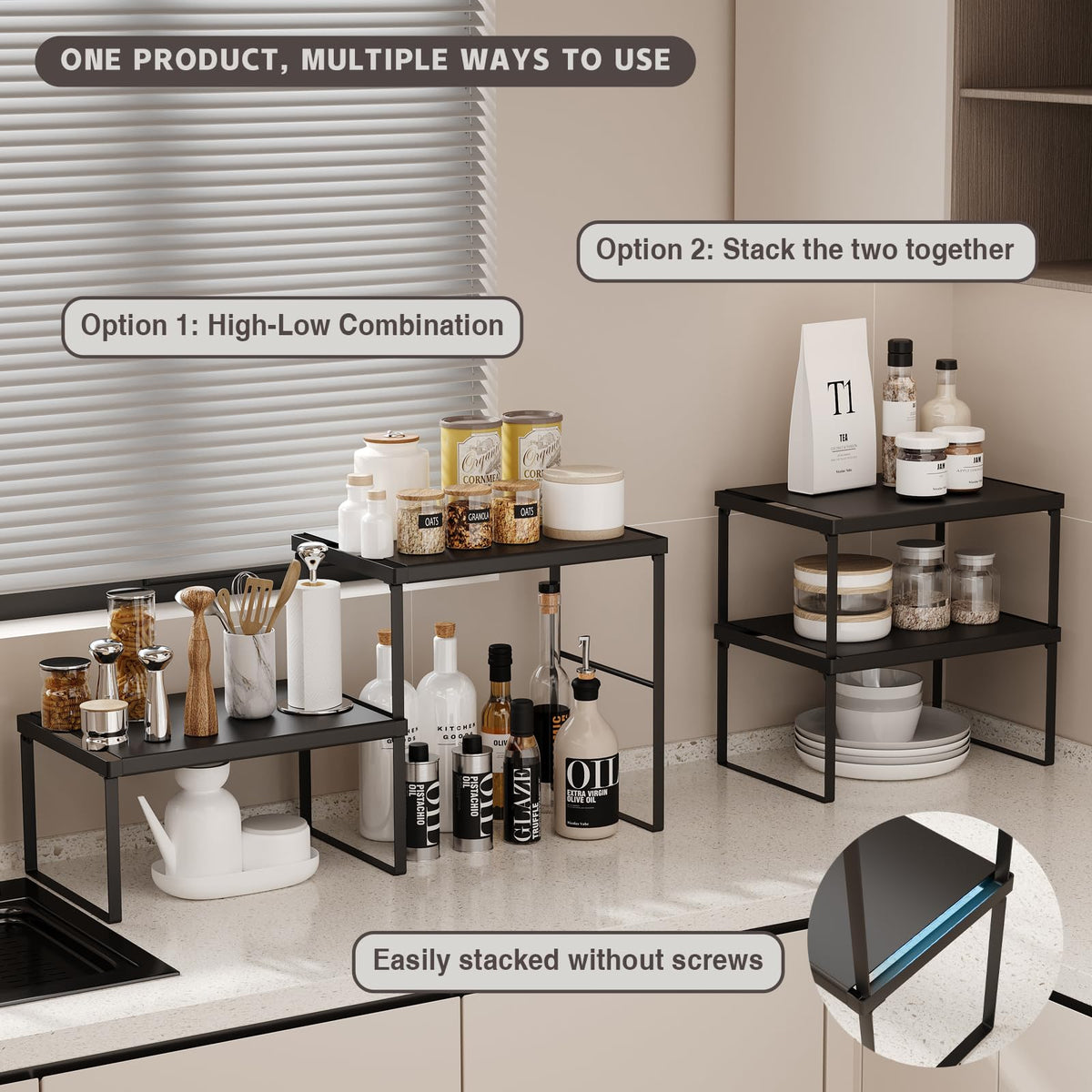 Magheo Stackable Kitchen Cabinet & Countertop Shelf Organizer