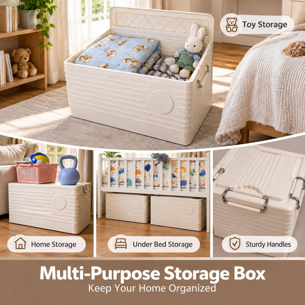 Large Stackable Storage Tote with Lid & Built-In Wheels