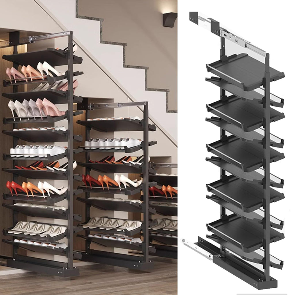 Adjustable Pull-Out Metal Shoe Rack for Small Closets