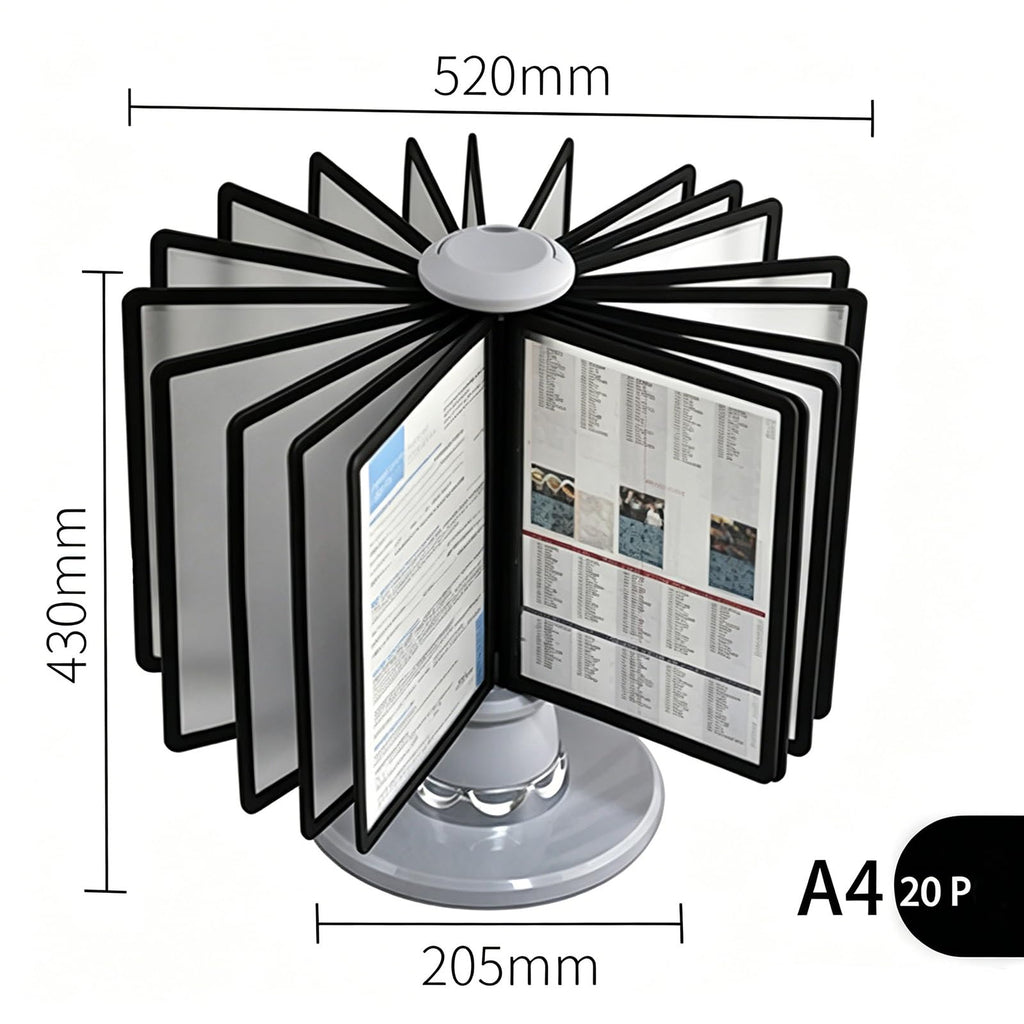 360° Rotating A4 Desktop Document Holder with 20 Panels