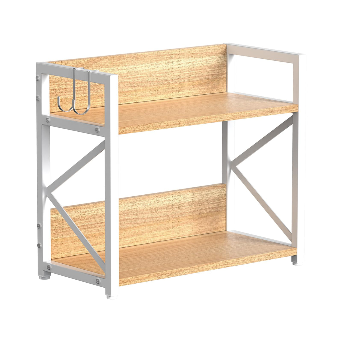 RUILALIFE Kitchen-Counter-Shelf-Organizer,2 Tier Coffee Bar Station Organizer for Countertop,Wooden Spice Rack Shelf, Space Saving Desk Shelving Riser Unit