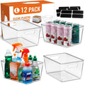 12-Pack Large Clear Pantry & Kitchen Storage Organizer Bins
