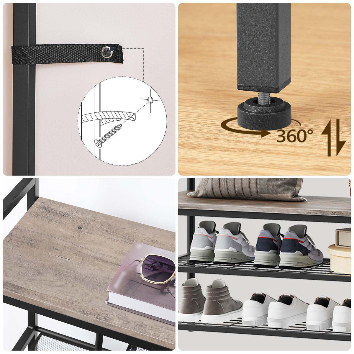 HOOBRO Hall Tree with Bench, Coat Rack & Shoe Storage