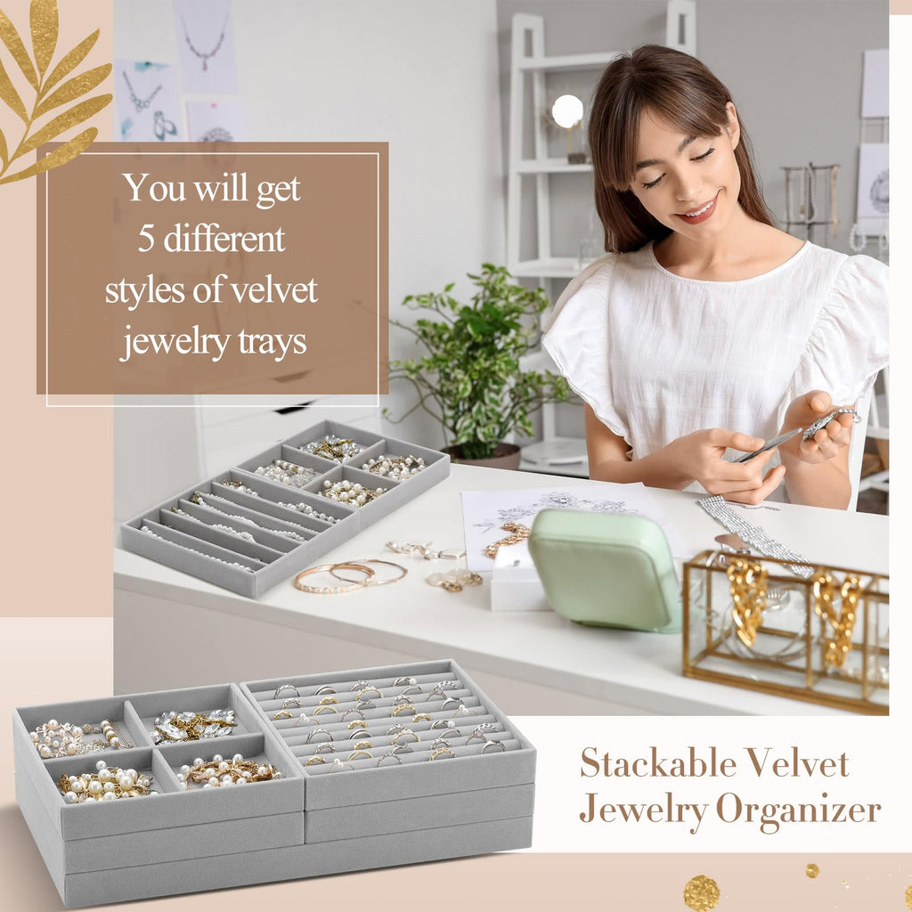 Cinnvoice Stackable Jewelry Organizer Tray for Drawers