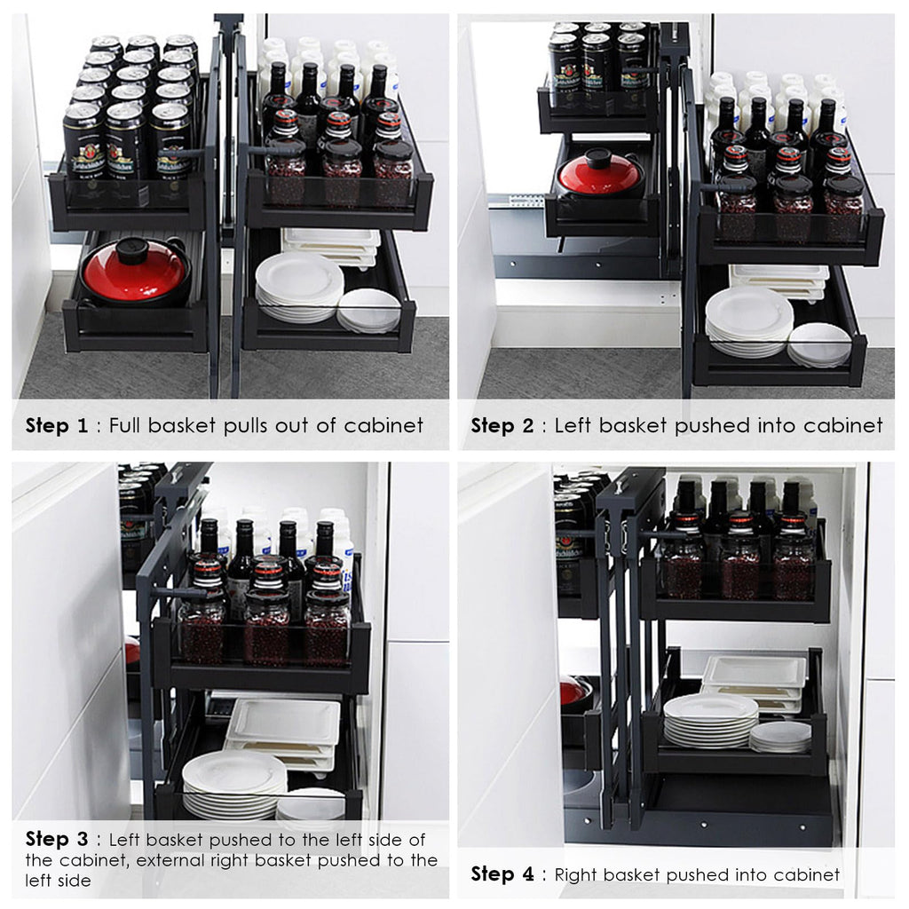 Adjustable Kitchen Cabinet Organizer with 4 Removable Baskets