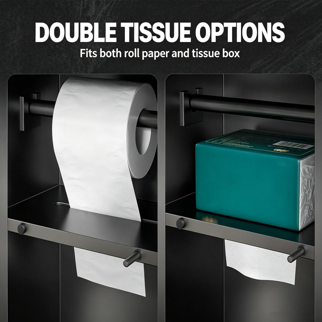 Wall-Mounted Bathroom Cabinet with Trash Can & Paper Holder