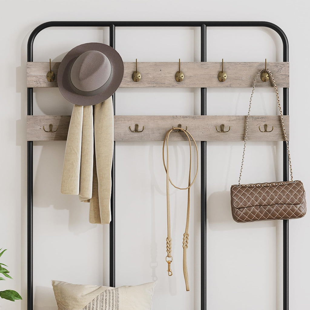 HOOBRO Hall Tree with Bench, Coat Rack & Shoe Storage
