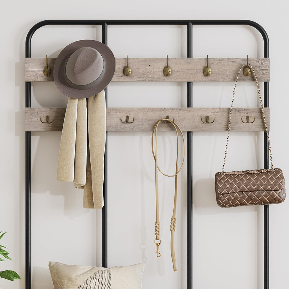 HOOBRO Hall Tree with Bench, Coat Rack & Shoe Storage