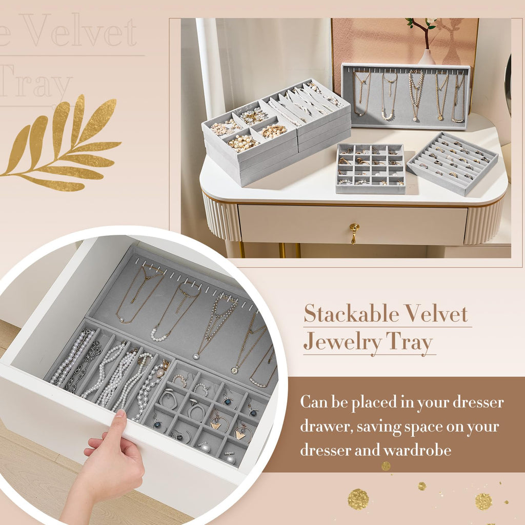 Cinnvoice Stackable Jewelry Organizer Tray for Drawers
