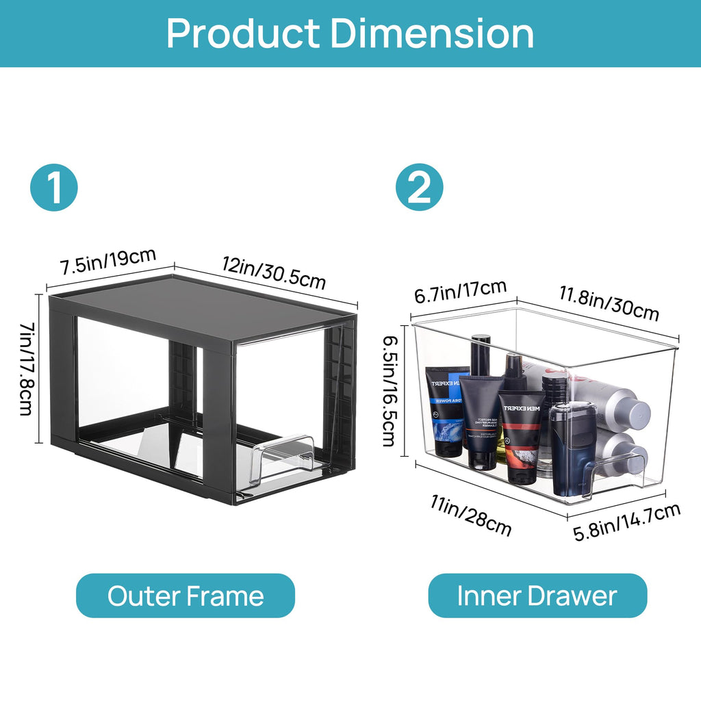 Vtopmart Large Clear Stackable Storage Drawers