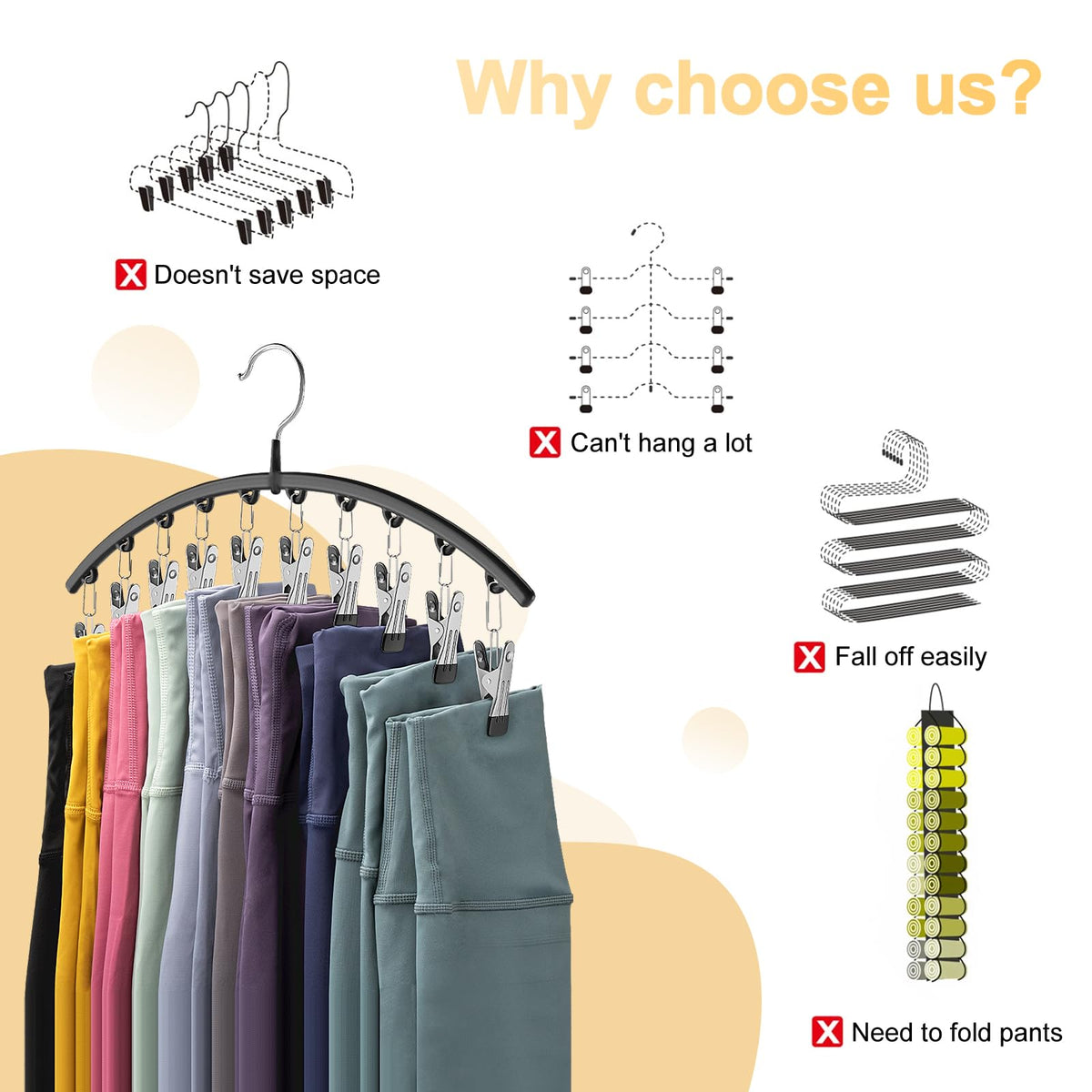 Space-Saving Legging Organizer for Closet & Wardrobe