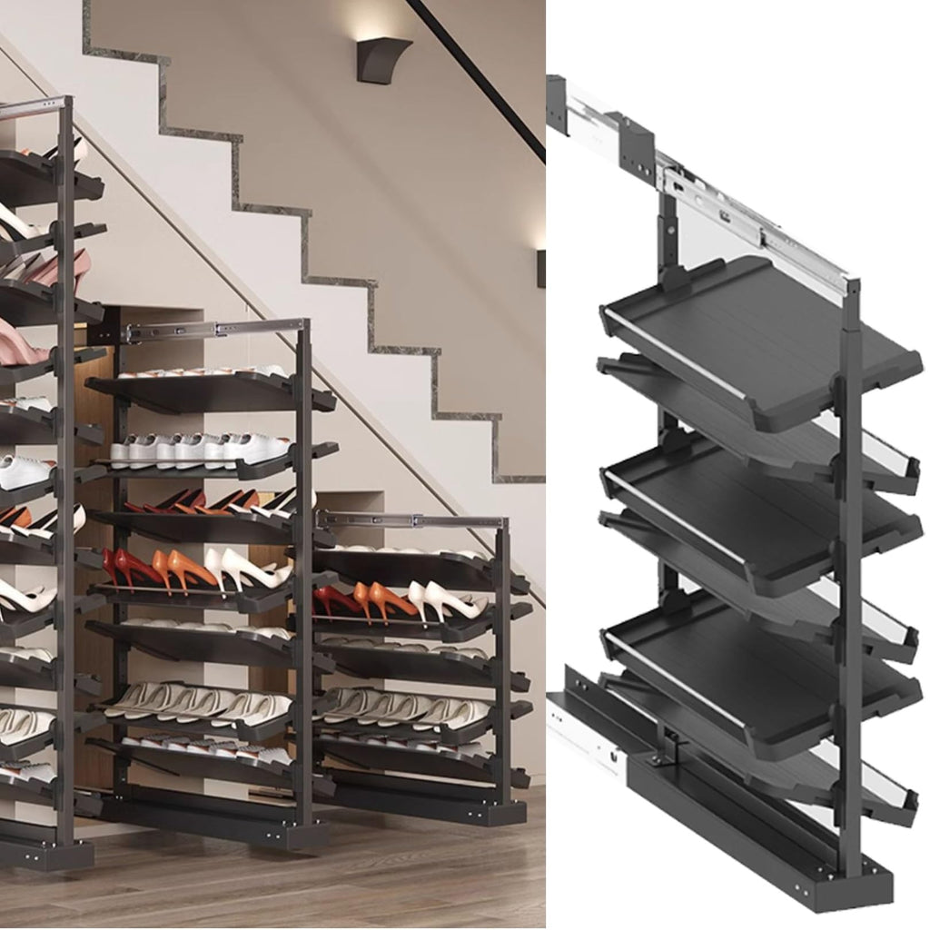 Adjustable Pull-Out Metal Shoe Rack for Small Closets