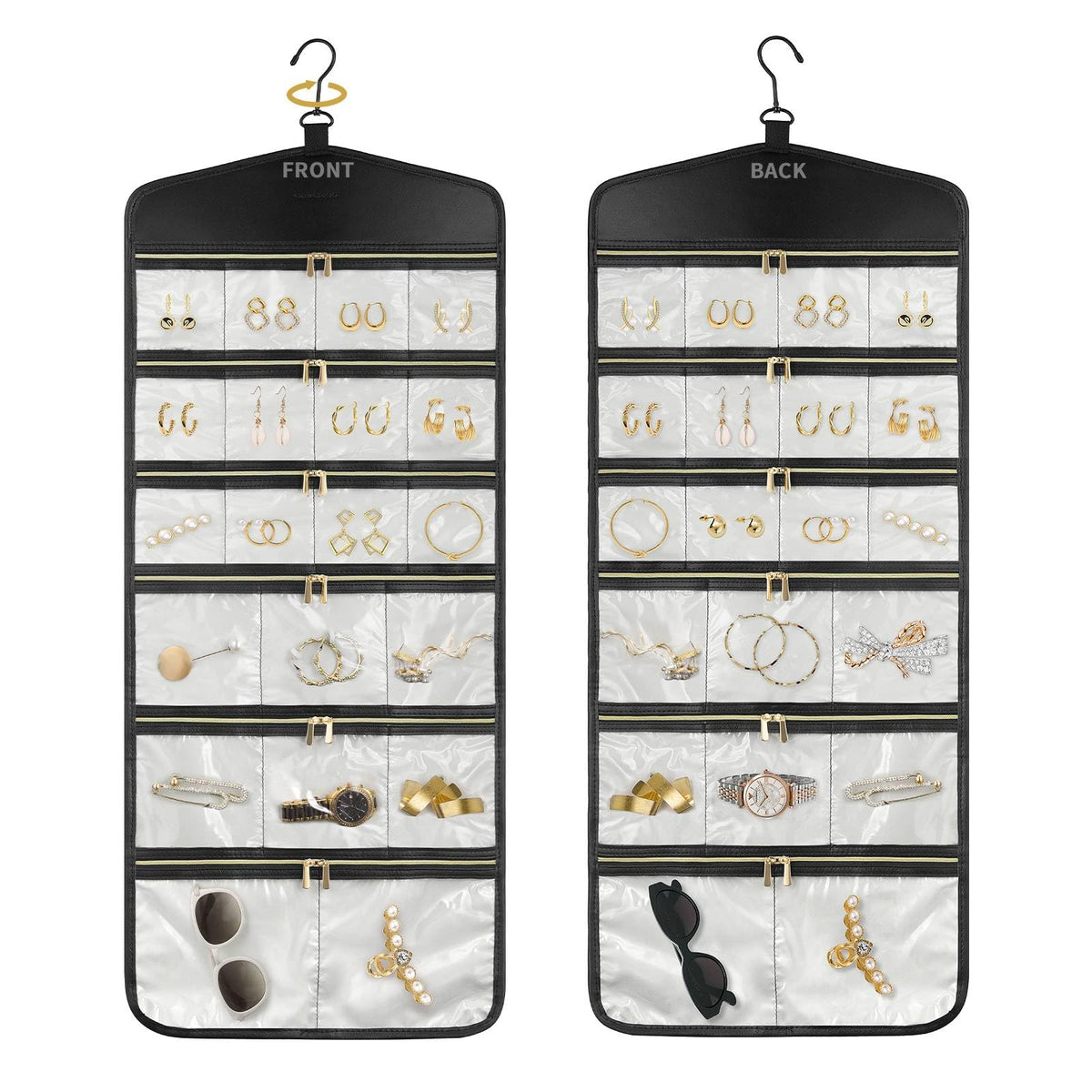 CHICECO 40-Pocket Hanging Jewelry Organizer with Zippers