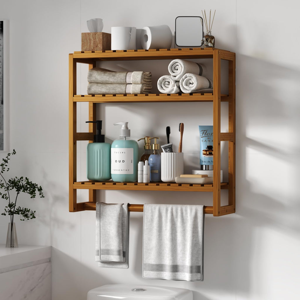 Galood 3-Tier Bamboo Over-Toilet Bathroom Storage Shelf